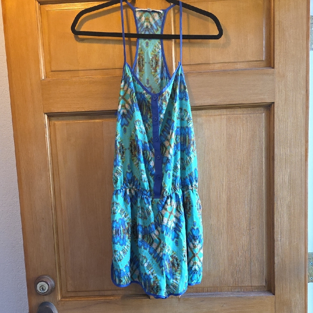 Collective Concepts Vibrant Blue and Green Romper Size Laege